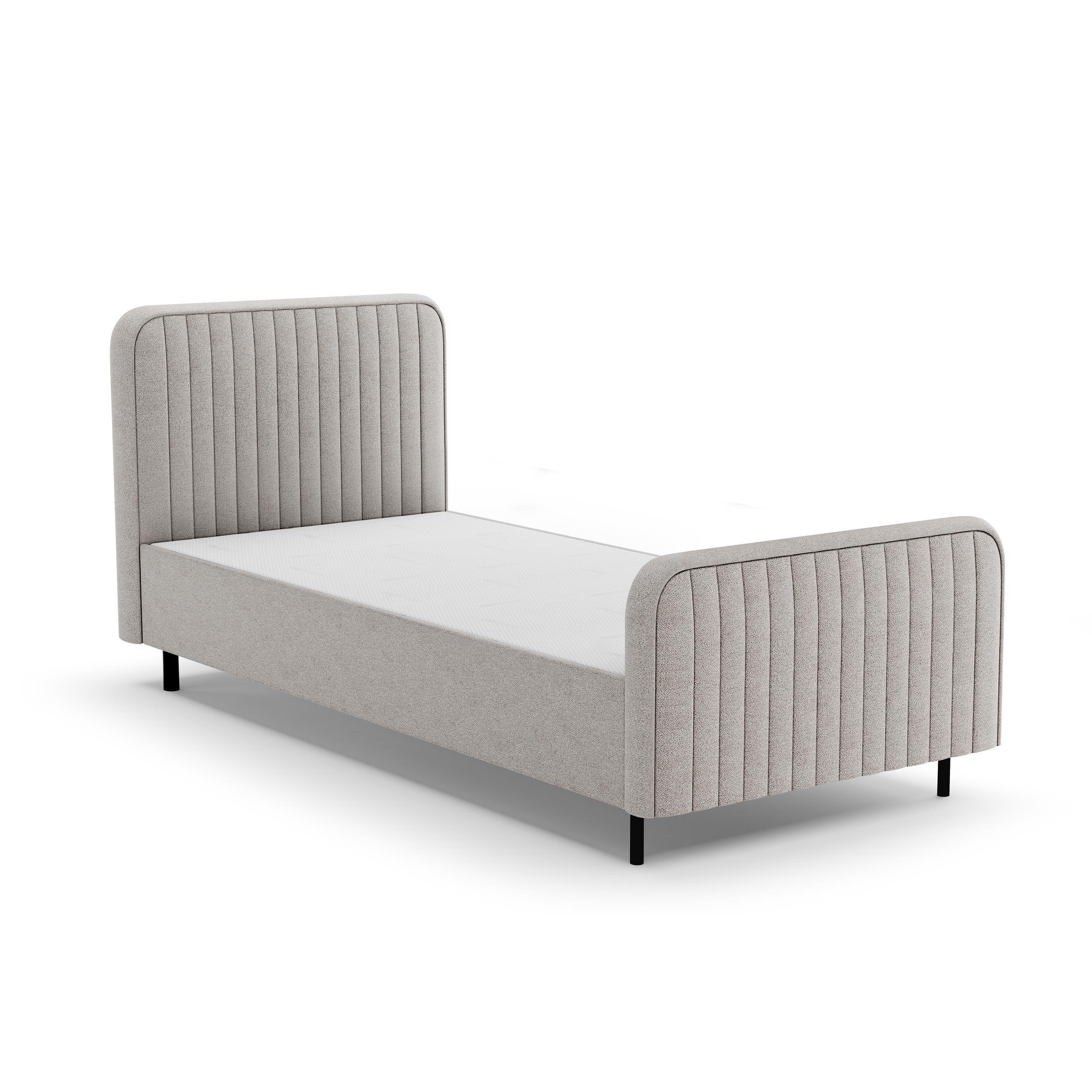 POLSTERBETT Lami 90x200, Einzelbett mit Bettkasten, ohne Matratze, Dunkelbeige - Sandfarben/Schwarz, Textil/Metall (90/200cm) - Beautysofa