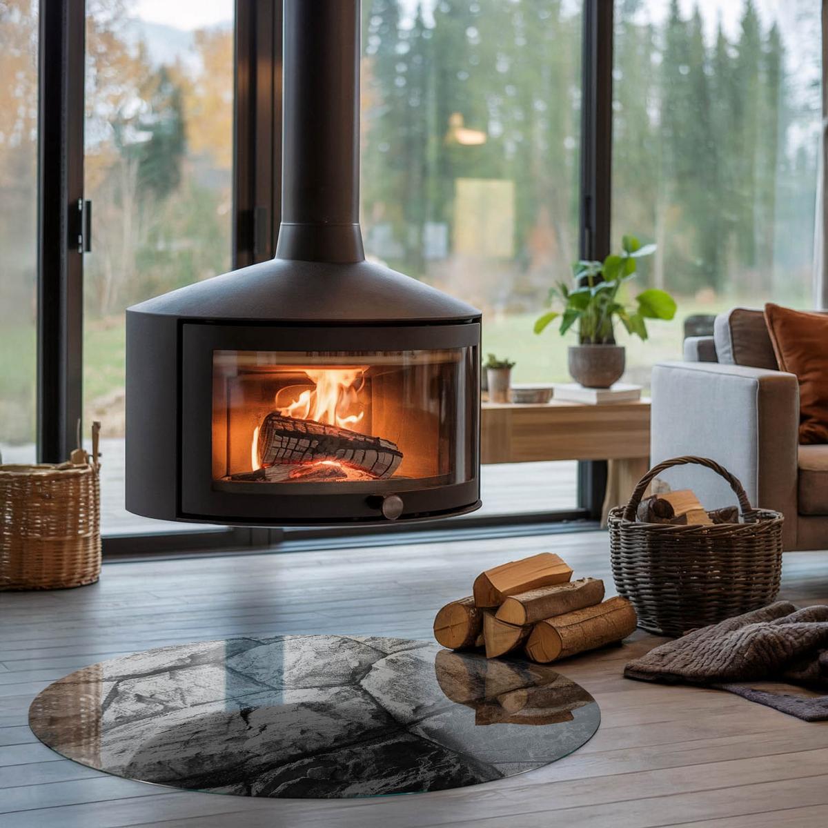 GLASPLATTE für Kamin Ø 100 cm - Grau, Glas (100/100/0.4cm) - TULUP