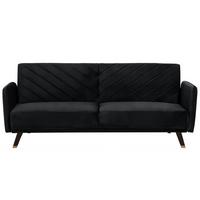3-SITZER-SCHLAFSOFA Samtstoff Schwarz Senja - Schwarz, Textil (200/87/95cm) - Beliani