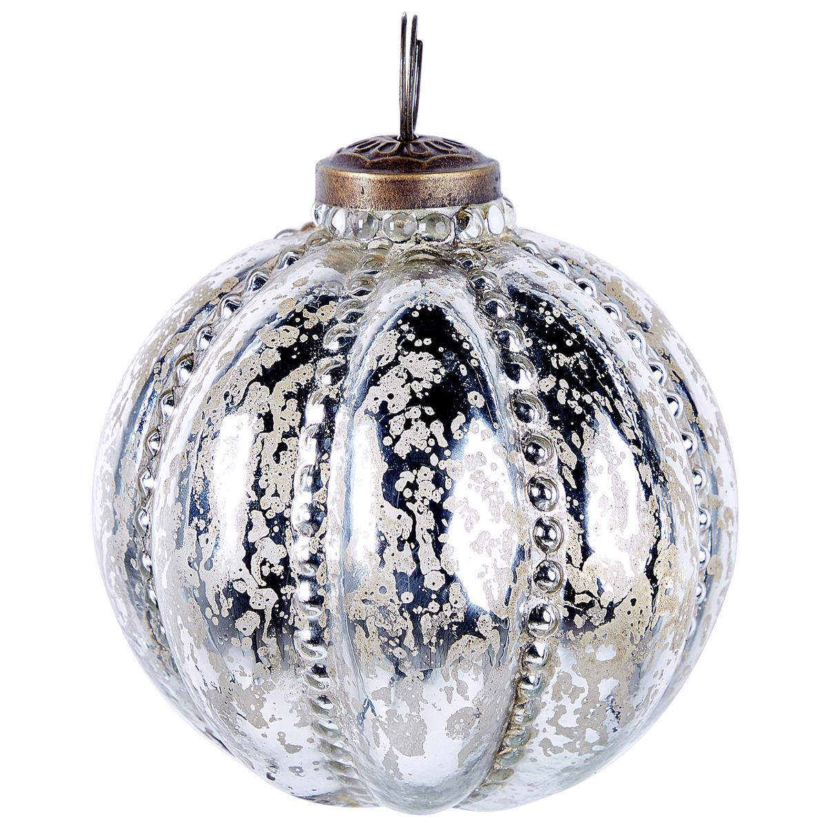 WEIHNACHTSKUGEL 6er Set Glas Silber Argentin - Silberfarben, Glas (10/14/10cm) - Beliani