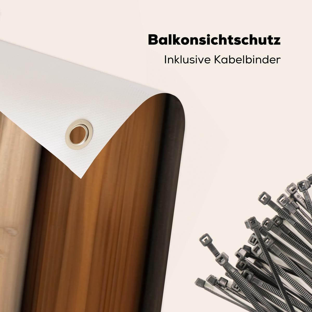 BALKON-SICHTSCHUTZ Holz - Dielen - Gemischt Groß 500x80 cm - Teakfarben, Kunststoff (500/80cm) - MuchoWow