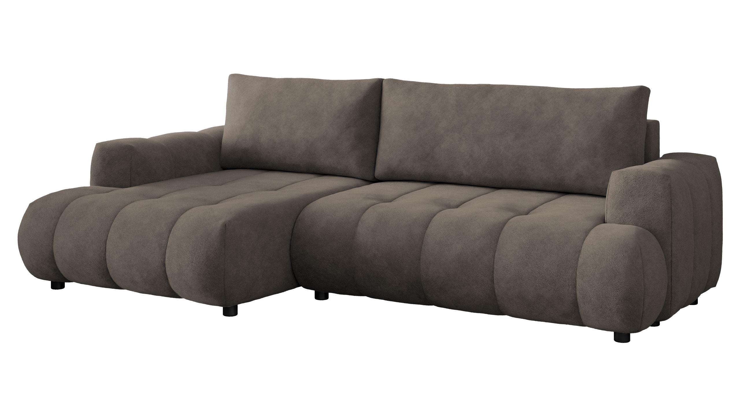 ECKSOFA Haiti, Seite: Links LC+2R - Schwarz/Braun, Holz/Textil (276/156cm) - MIRJAN24