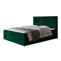BOXBETT BOSTON mit 2 Bettkästen, 180x200, Farbe: Dunkelgrün, Velourstoff, Doppelbett mit Bonell-Matratze - Dunkelgrün, Holz/Kunststoff (180/200cm) - Alpi-Möbel