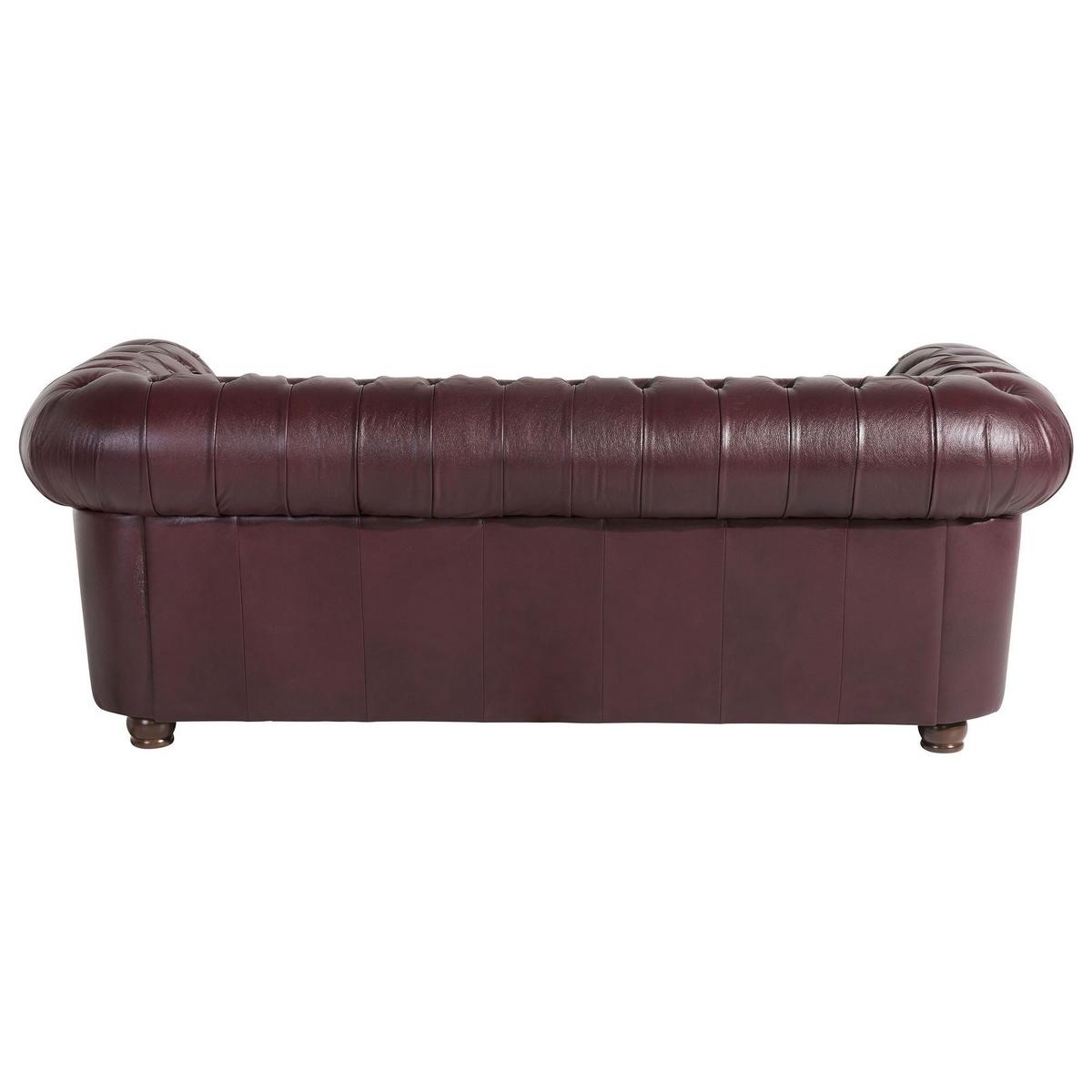 SOFA 3-Sitzer Kalea Bezug Wischleder Buche nussbaum dunkel / rot - Rot, Leder (200/76/98cm) - 58aufmkessel