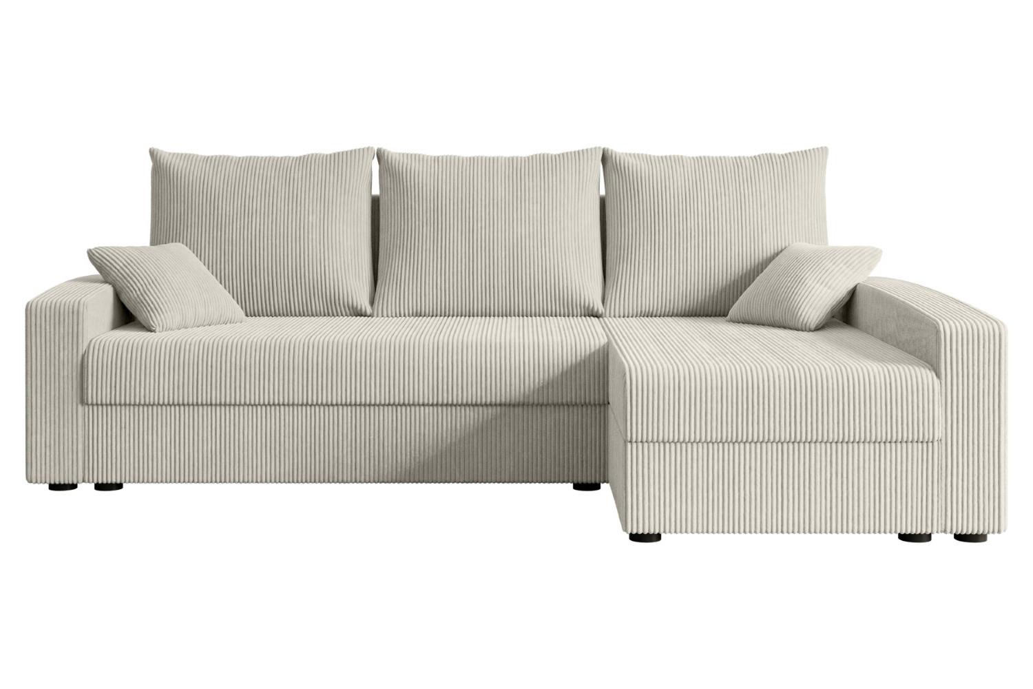 ECKSOFA mit Schlaffunktion und Bettkasten ALESIA-L 231x140x90 cm Creme Cord - Silberfarben/Hellgrau, Holzwerkstoff/Kunststoff (231/140cm) - ALTDECOR