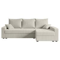 ECKSOFA mit Schlaffunktion und Bettkasten ALESIA-L 231x140x90 cm Creme Cord - Silberfarben/Hellgrau, Holzwerkstoff/Kunststoff (231/140cm) - ALTDECOR