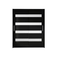 SCHWEBETÜRENSCHRANK Westa XIII - Silberfarben/Schwarz, Holzwerkstoff/Metall (150/200/58cm) - MIRJAN24