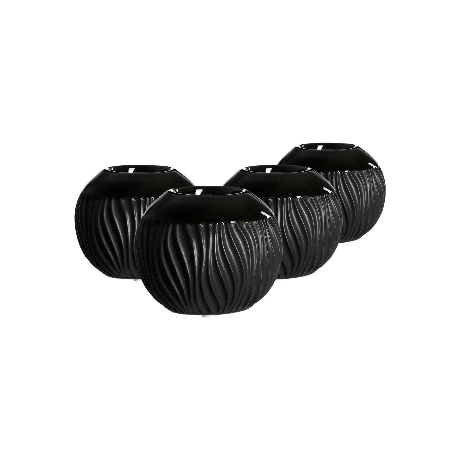 TEELICHTHALTER Onyx schwarz ø 11 cm 4er Set - Schwarz, Keramik (11/9cm) - Ritzenhoff Breker