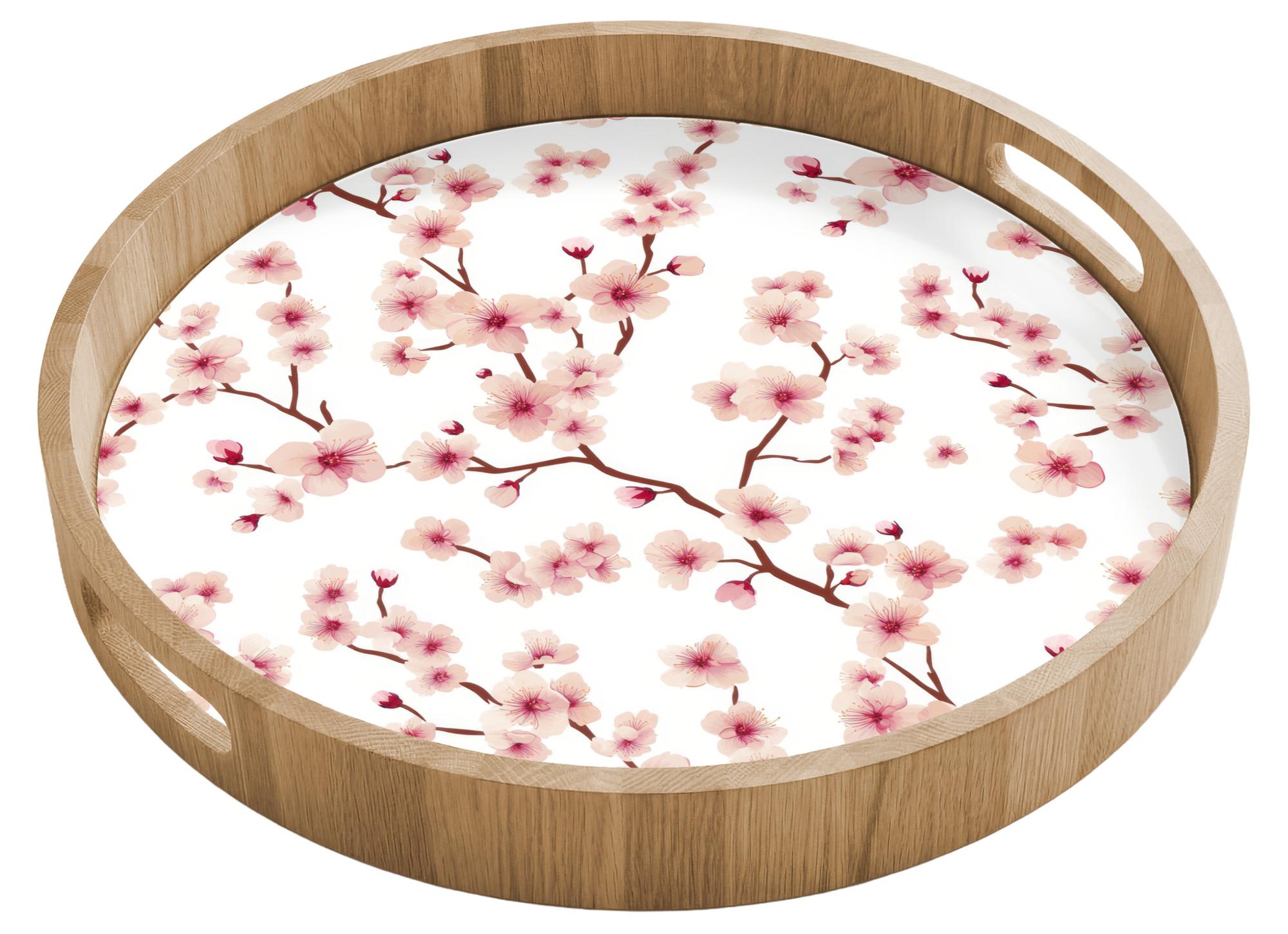 TABLETT Kirschblüte - Zweige - Rosa 40x40 cm - Rosa, Holz (40/5/5cm) - OnlyWow