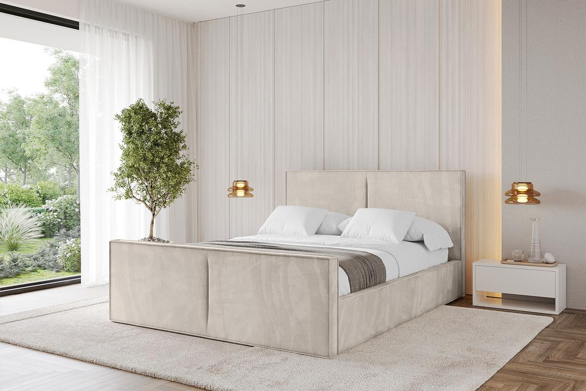 POLSTERBETT mit Bettkasten, Fußteil und Lattenrost, Boxbett ohne Matratze - TIVON-Z 180x200 Beige - Beige, Holzwerkstoff/Textil (180/200cm) - ALTDECOR