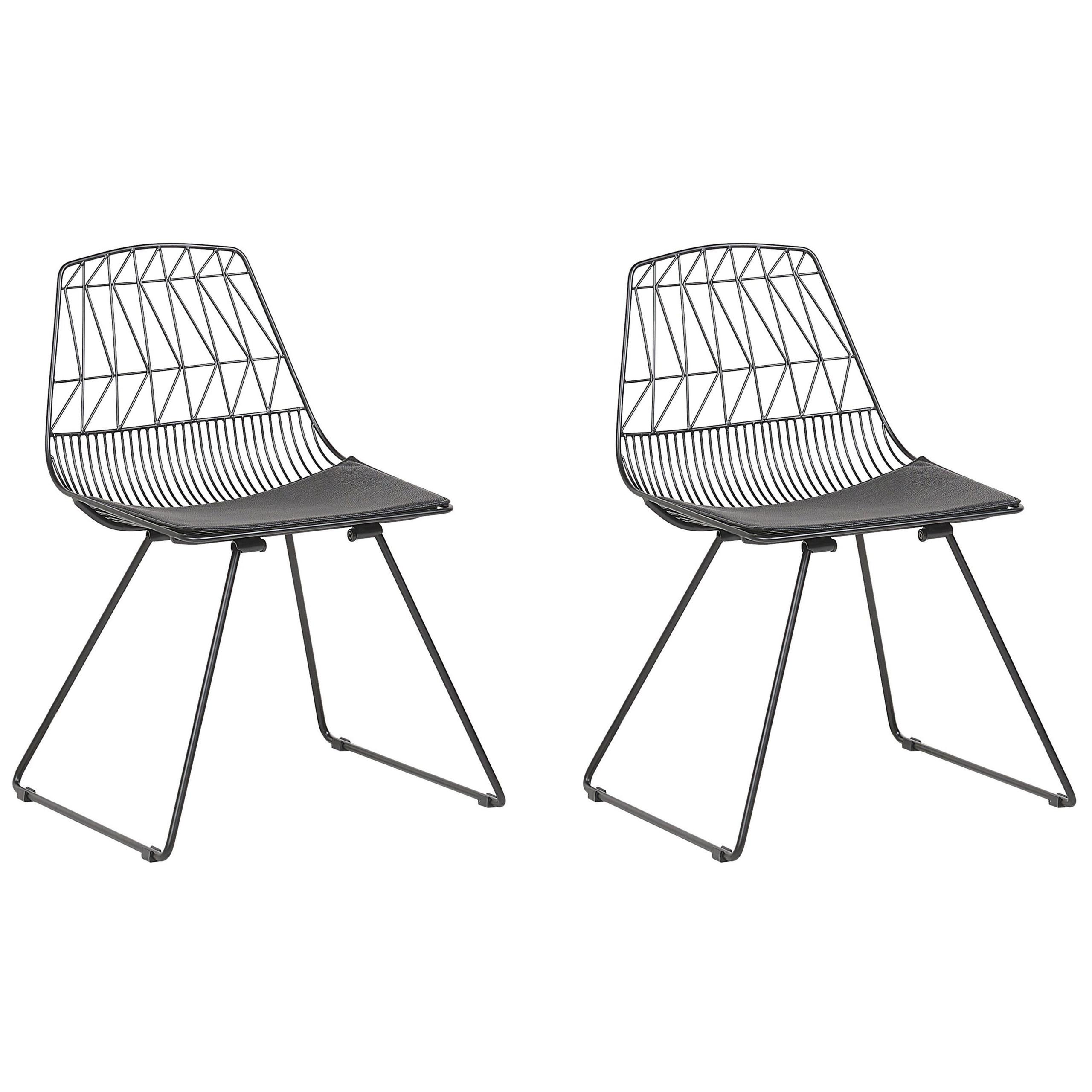 METALLSTUHL 2er-Set Schwarz Harlan - Schwarz, Textil/Metall (57/77/54cm) - Beliani