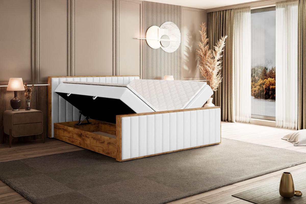 BOXBETT mit Matratze H3 und Lattenrost - LOLLI4-Z - 120x200 - Weiß Kunstleder - Weiß, Holzwerkstoff (120/200cm) - ALTDECOR