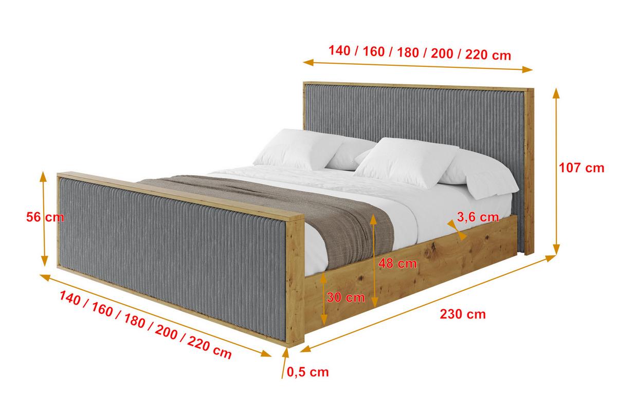 POLSTERBETT mit Bettkasten und Lattenrost, Boxbett mit Stauraum und Kopftei mit Matratze H3/H4 - ENZO10 200x200 Dunkelgrau - Dunkelgrau, Holzwerkstoff/Textil (200/200cm) - ALTDECOR