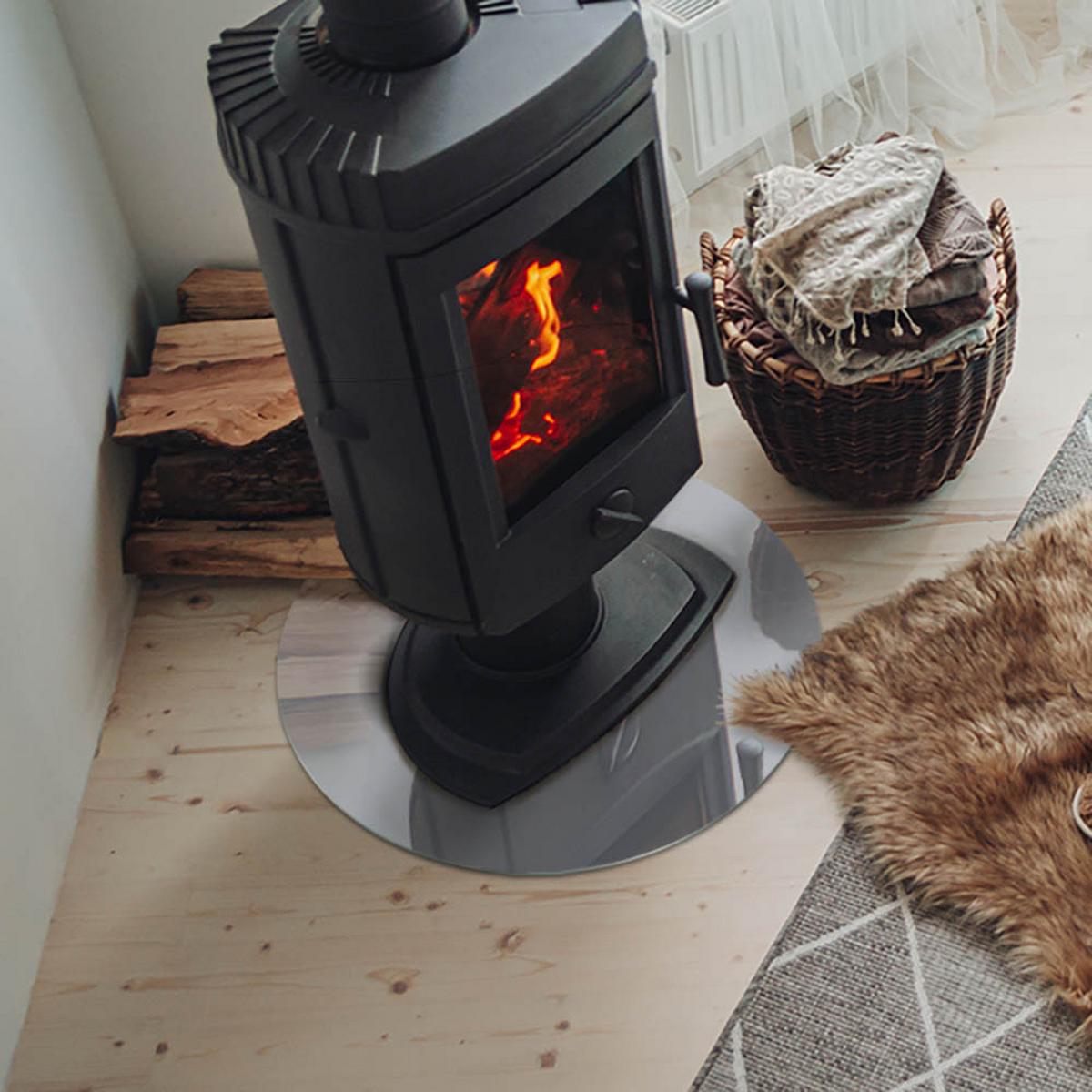 GLASPLATTE für Kamin Ø 50 cm - Grau, Glas (50/50/0.4cm) - TULUP