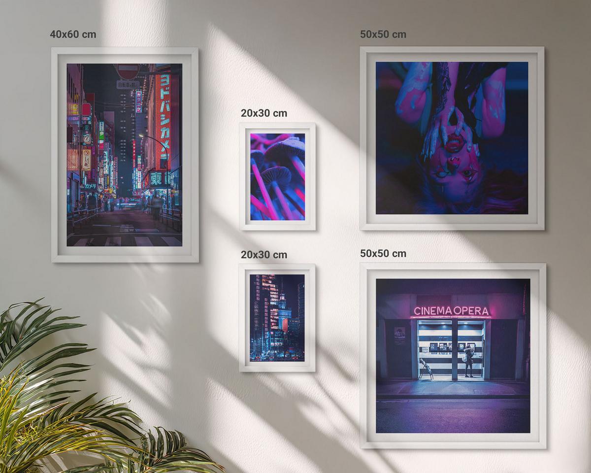 BILDER SET 5er Set - 50x50 cm & 20x30 cm & 40x60 cm Weißer Rahmen - Kosmische Sternenlandschaften - Weiß, Kunststoff (40/60cm) - TULUP