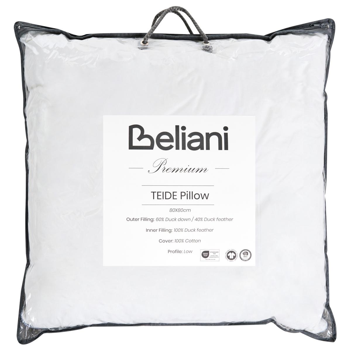 KOPFKISSEN Weiß 80/80 cm Teide - Weiß, Naturmaterialien (80/80cm) - Beliani