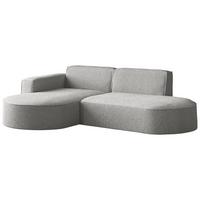 ECKSOFA Hana L-Form 3-Sitzer Ecke Links, Boucle, Hellgrau 241/73/168 cm - Hellgrau/Schwarz, Textil/Metall (241/168cm) - WFL GROUP