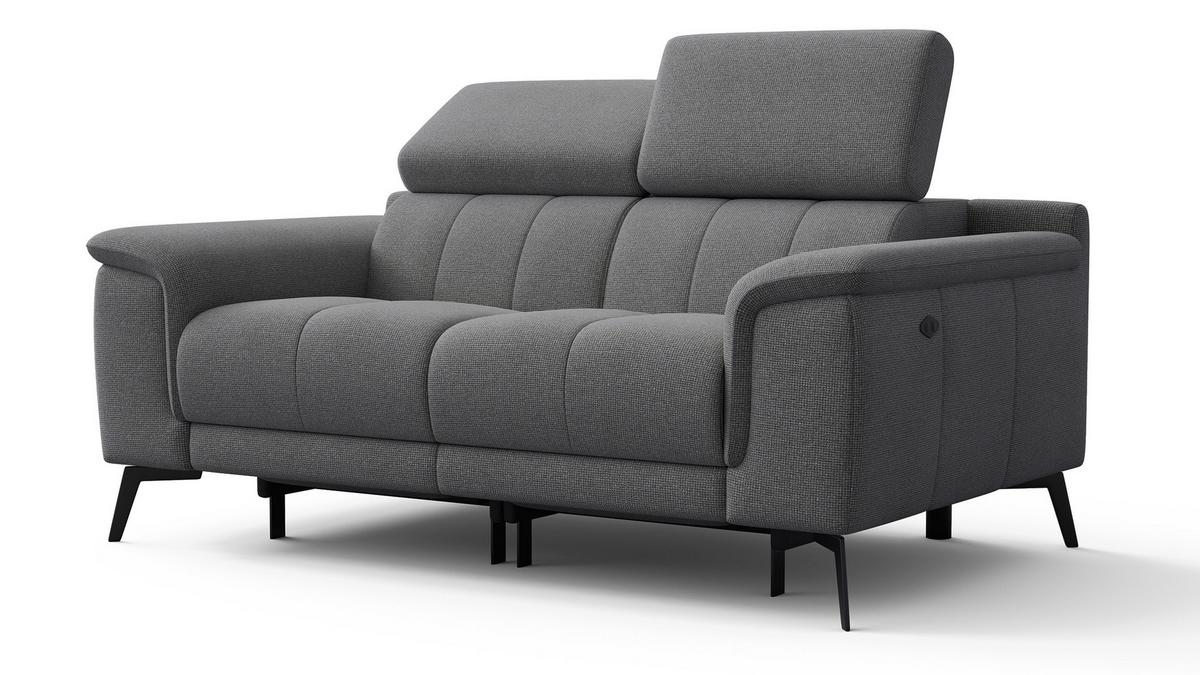 RELAXSOFA FIERO 2-Sitzer mit 2 Relaxfunktionen, grau - Schwarz/Grau, Holzwerkstoff/Textil (170/82/103cm) - Wozimo