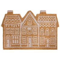 FUSSMATTE Naturfarben 60/90 cm Weihnachtsmotiv Kokosfasern Muhikap - Naturfarben, Textil (60/90cm) - Beliani