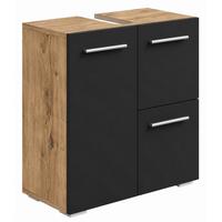 WASCHBECKENUNTERSCHRANK Mars Kastanien Eiche / Schwarz - 60 x 30 x 60 cm - Eichefarben/Silberfarben, Holz (60/60/30cm) - Badplaats