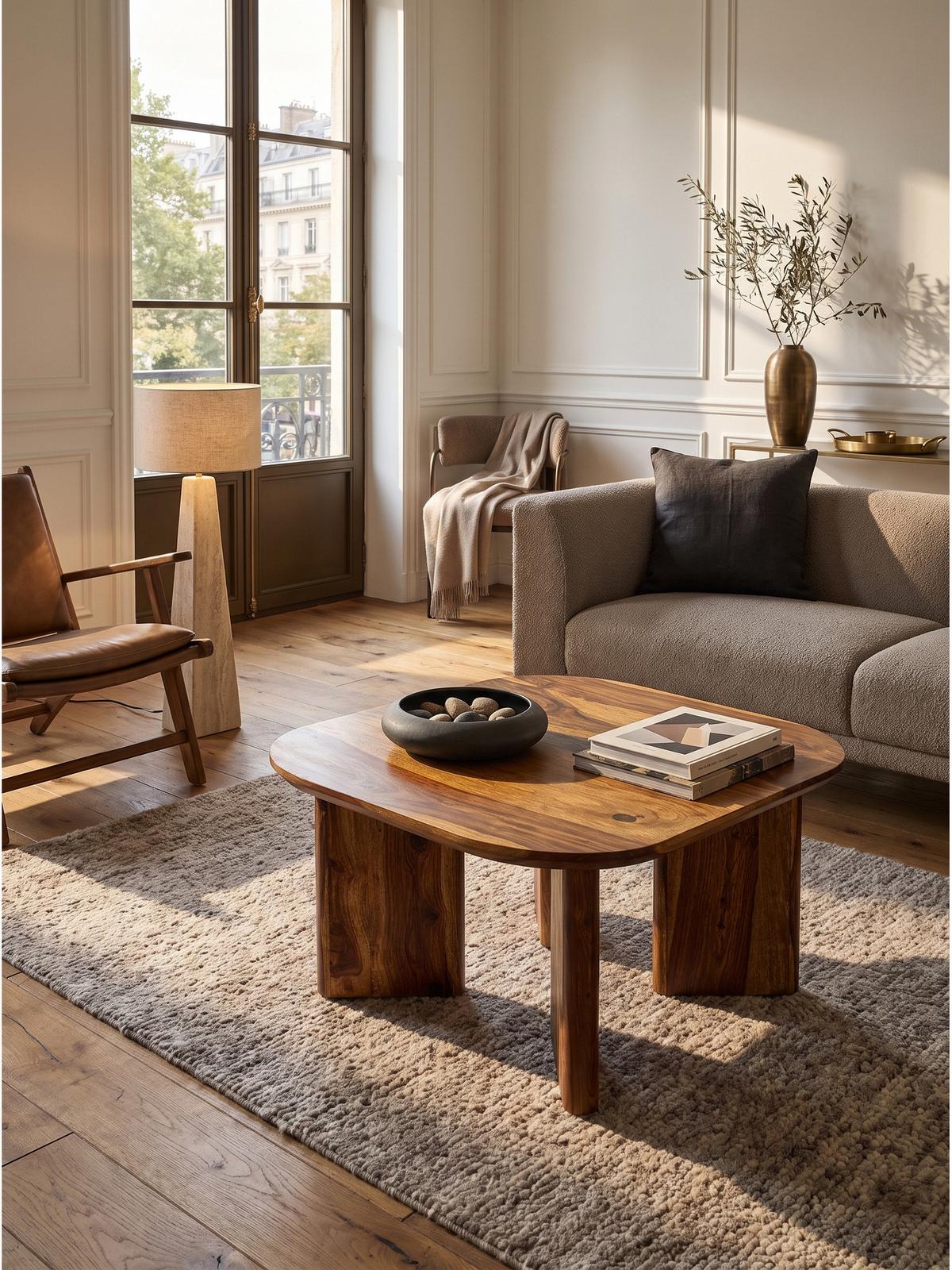 COUCHTISCH CAZORLA, Dunkles Massivholz, 60 x 60 x 32,5 cm - Braun, Holz (60/60/32.5cm) - KADIMA DESIGN