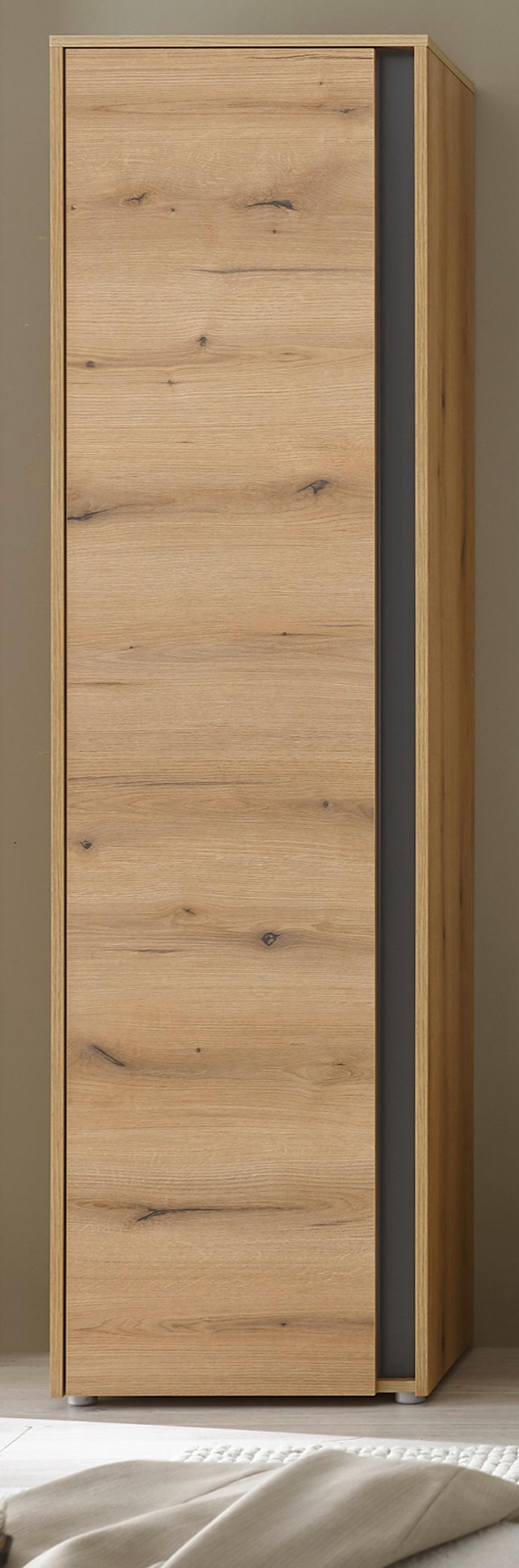 SCHUHSCHRANK Evoke Eiche, grau Flurschrank 50 x 200 cm mit 10 Fächern - Eichefarben/Schwarz, Holzwerkstoff/Kunststoff (50/200/40cm) - Furn.Design