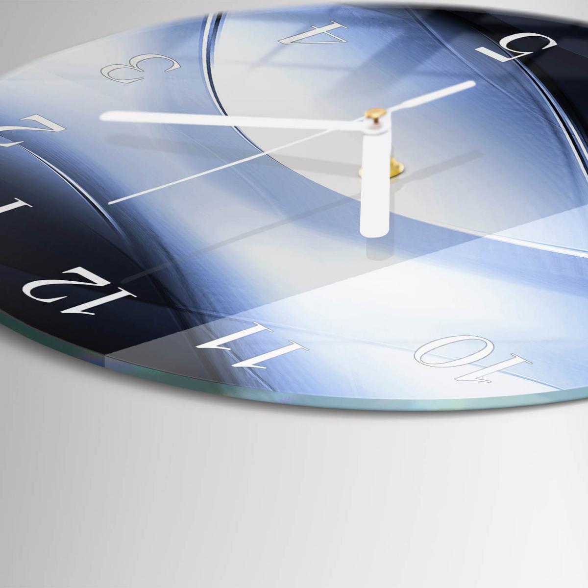 WANDUHR aus Glas Ø30 cm - Abstraktion - Blau, Glas (30/30/0.4cm) - TULUP