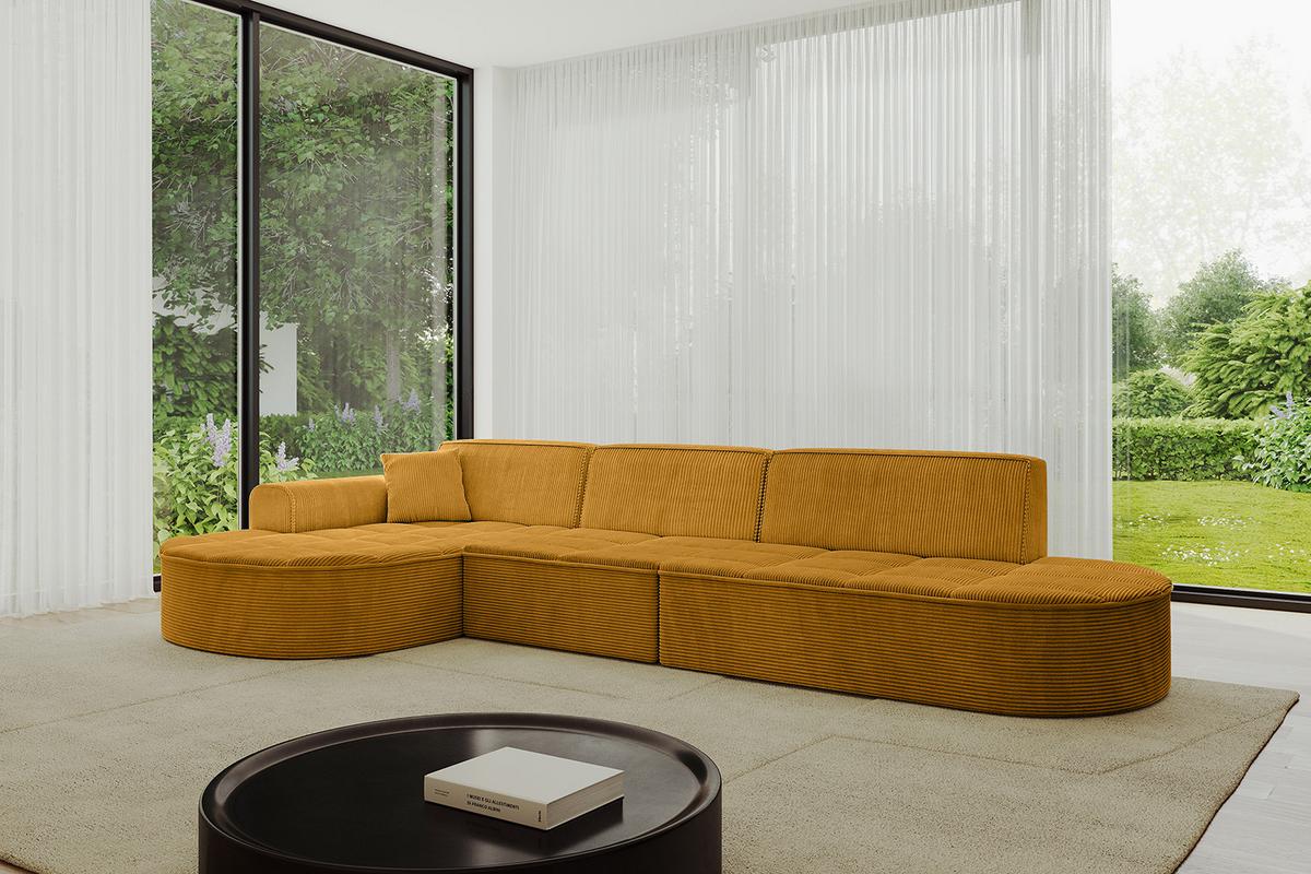 ECKSOFA Ottomane Links TARO-L2 - 328x171x79,5 cm Senfgelb - Currygelb/Gelb, Holzwerkstoff/Textil (328/171cm) - ALTDECOR