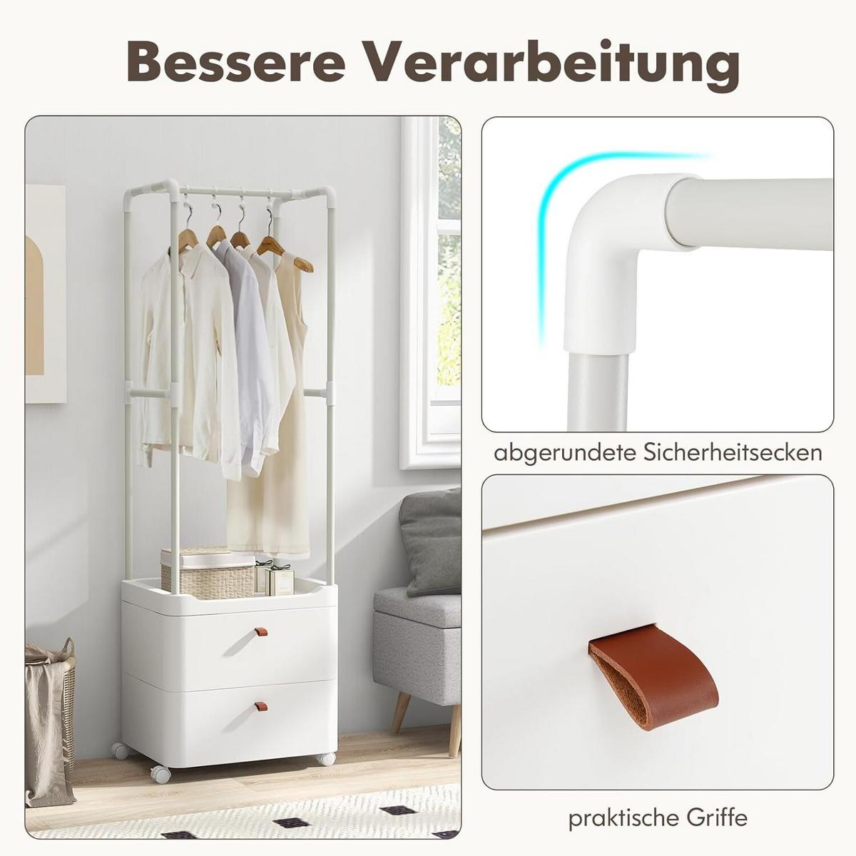 KLEIDERSTÄNDER 161cm Weiß - Weiß, Metall (52/161/40cm) - COSTWAY