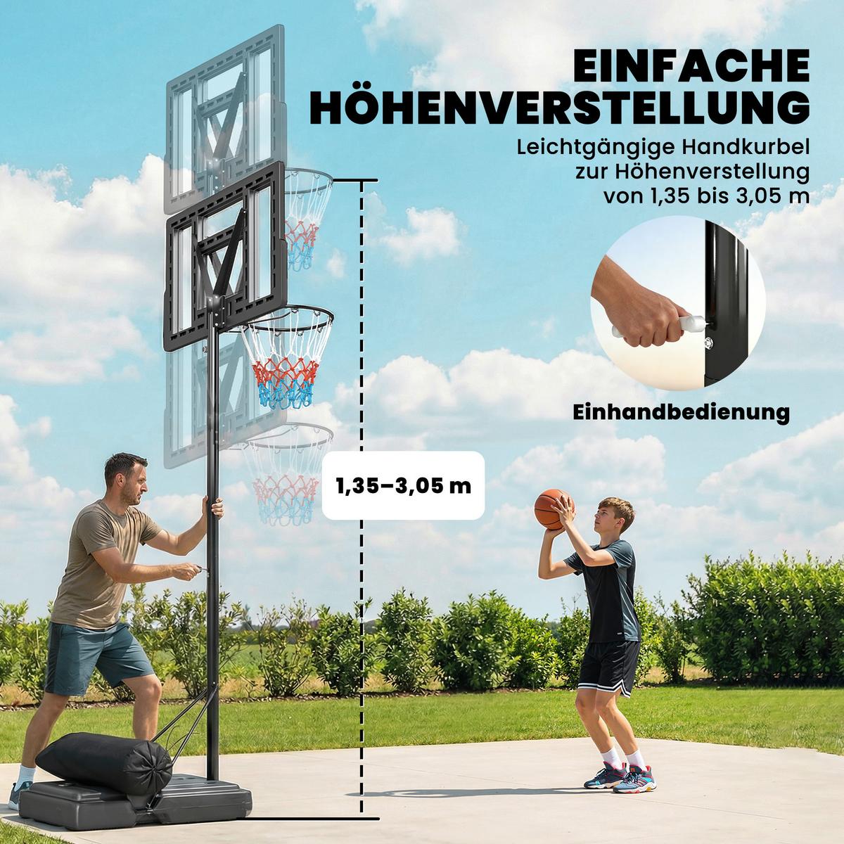 BASKETBALLSTÄNDER Stahl PE Schwarz - Schwarz, Metall (70/110cm) - SPORTNOW