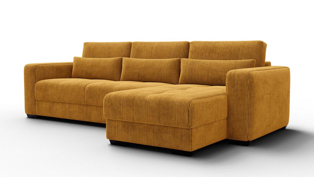ECKSOFA OLI 4-Sitzer rechts, safran - Gelb, Holz/Textil (295/172cm) - Wozimo