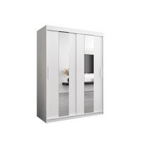 SCHWEBETÜRENSCHRANK 200/150/62 2-türig - Silberfarben/Weiß, Holz/Kunststoff (150/200/62cm) - MÖBEL KRYSPOL