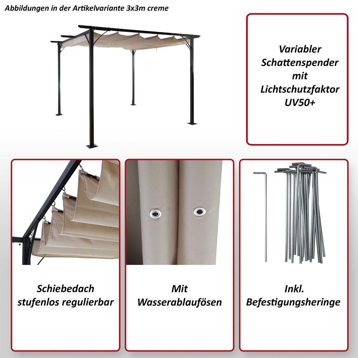 PERGOLA Cremeweiß - Weiß, Metall (350/232/350cm) - MCW
