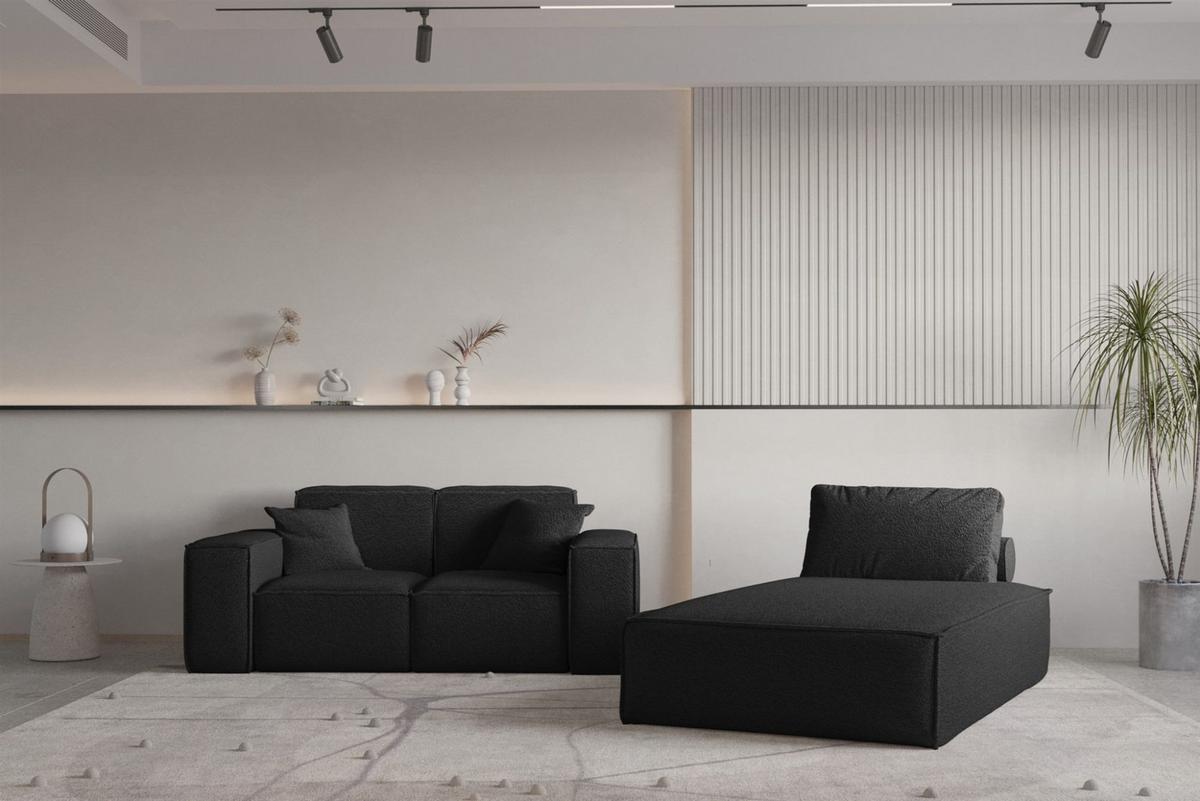 SOFA Sezlong Celes Premium 2er-set - Schwarz, Holzwerkstoff/Textil (110/95/194cm) - Fun Möbel