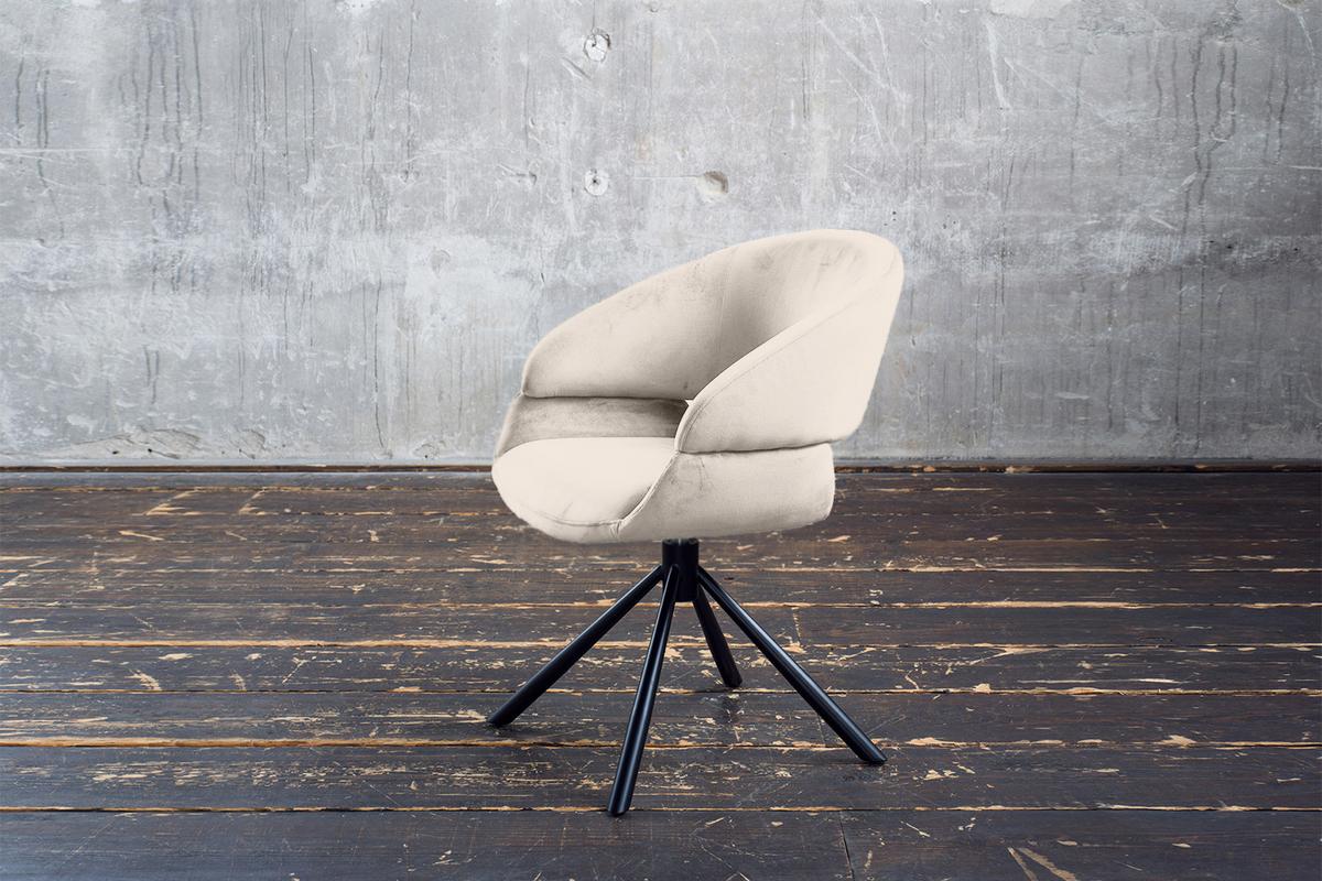 ESSZIMMERSTUHL LARA Cremeweiß Velvet Drehbar (360°) (1er-Set) - Creme, Kunststoff/Textil (61/82/62cm) - KAWOLA