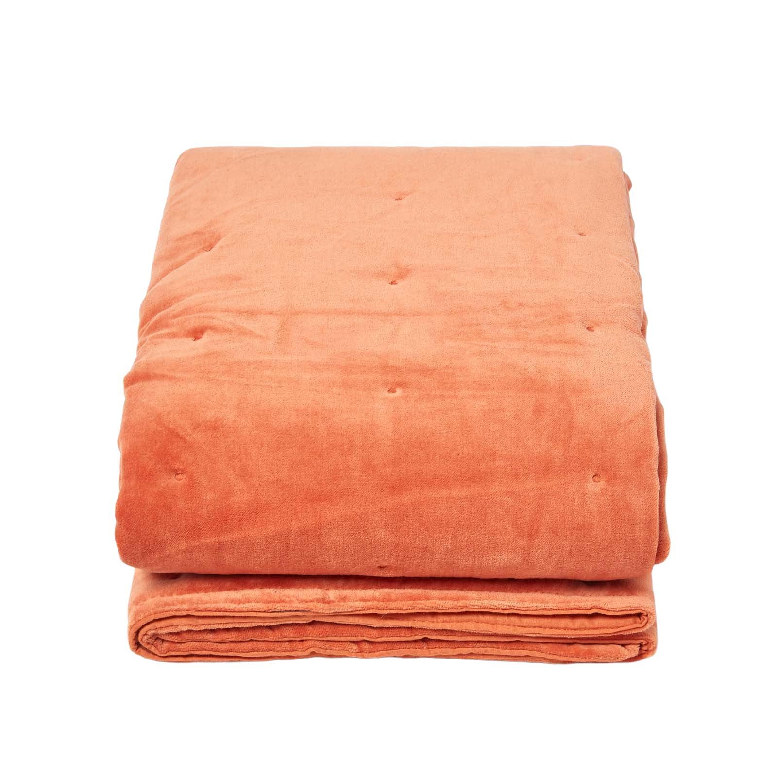 SAMT-KUSCHELDECKE 120/150 cm, Baumwolle wattiert - Orange, Textil (125/150cm) - Homescapes