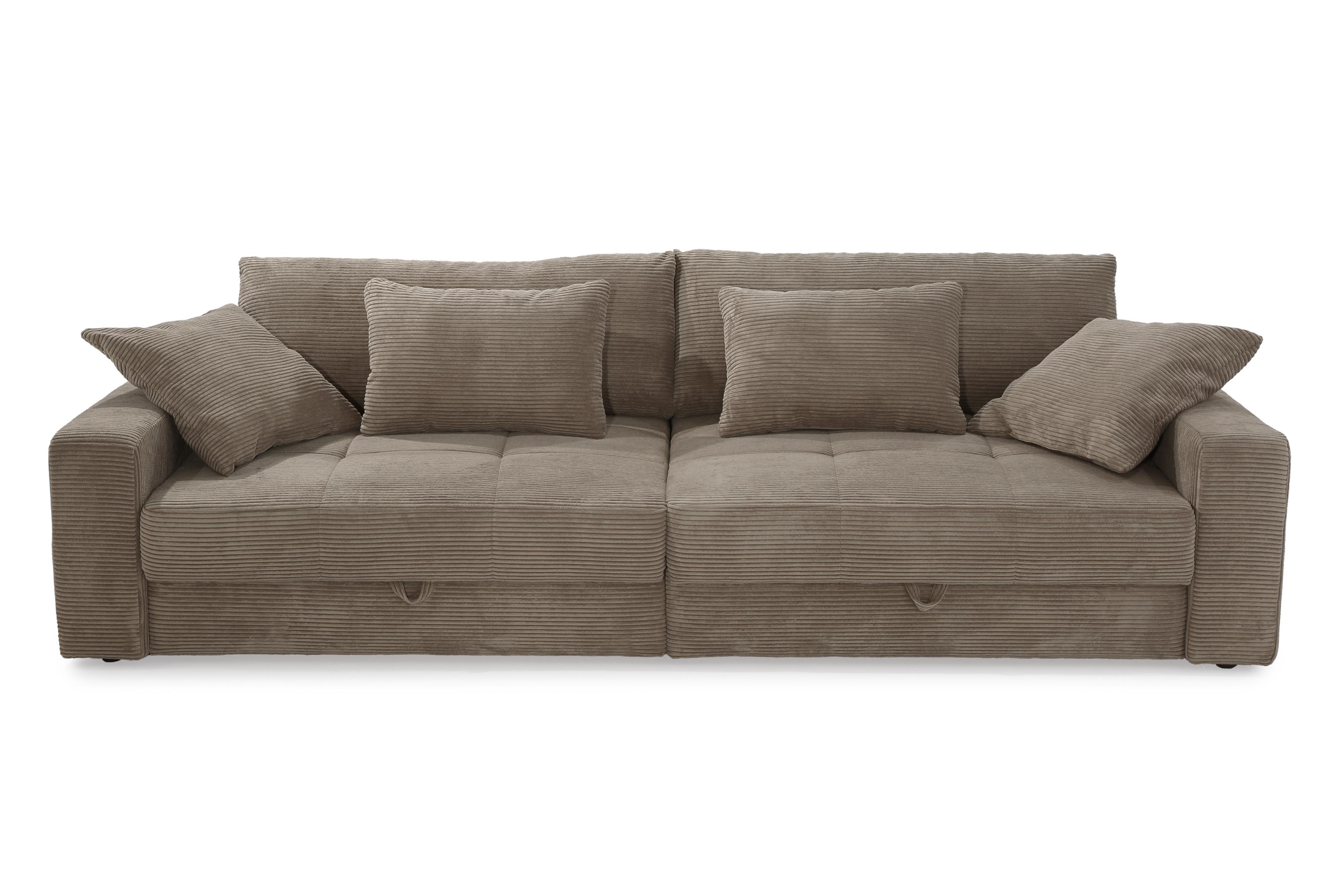 BIG-SOFA mit 2 Bettkästen, viel Stauraum, B274/T113/H84 cm, Liegefläche 103x241 cm, Cord Braun Taupe / 15264 - Schwarz/Braun, Kunststoff/Textil (284/84/113cm) - luma-home