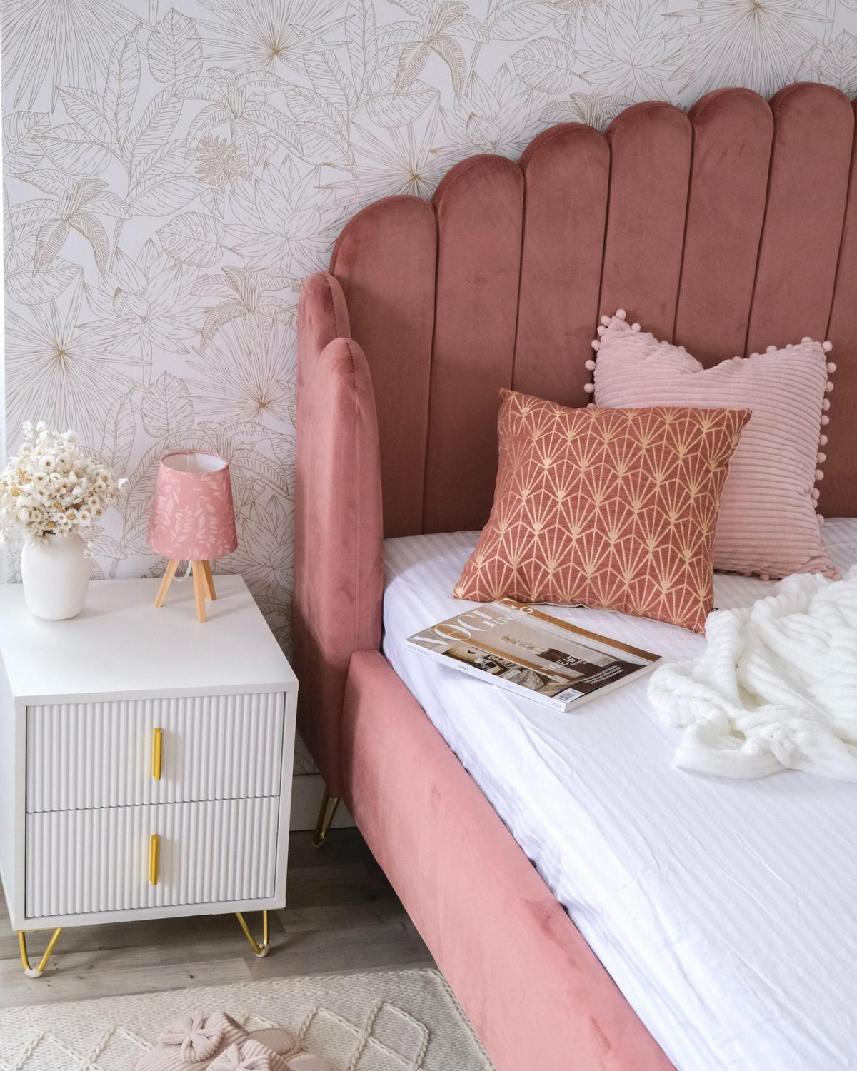 POLSTERBETT 160/200cm Rosa Ambillou - Pink, Textil (160/200cm) - Beliani