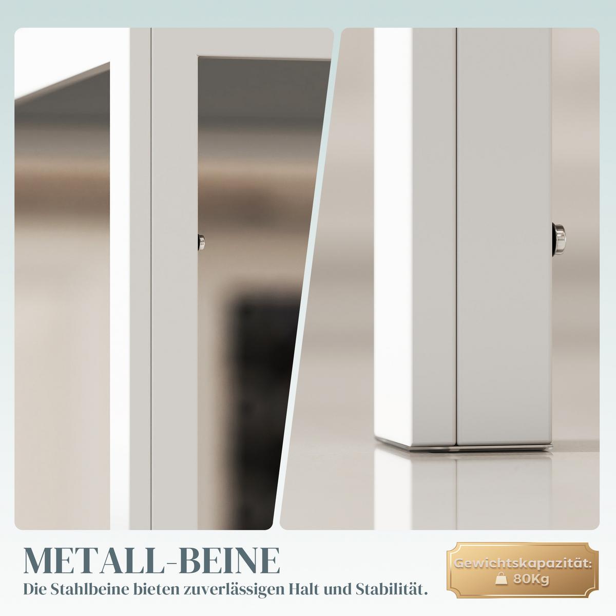 ESSTISCH Küchentisch für 4 Personen, Esszimmertisch für Küche Metall, Weiß - Weiß, Metall (120/60/75cm) - HOMCOM