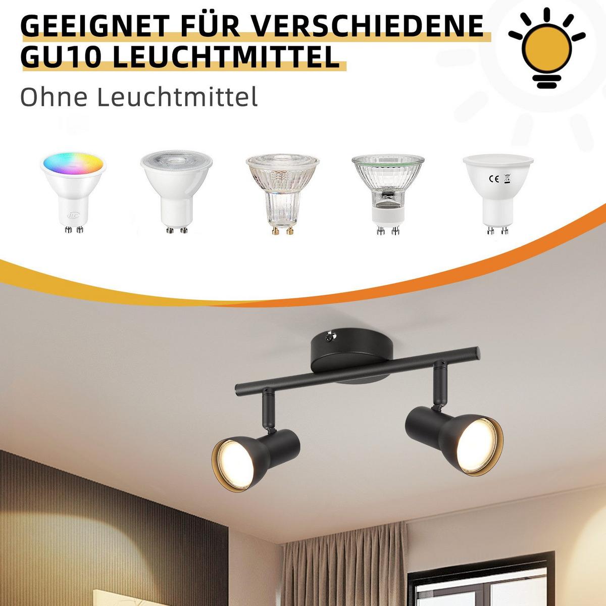 DECKENSTRAHLER Lavigne 2-flammig 25.5/8/15.5cm - Schwarz, Metall (25.5/8/15.5cm) - Nettlife