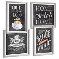 BILDER SET 4er Set - 50x50 cm & 40x60 cm Silberner Rahmen - Kaffeeroller, heimelige Wärme - Silberfarben, Kunststoff (50/50cm) - TULUP