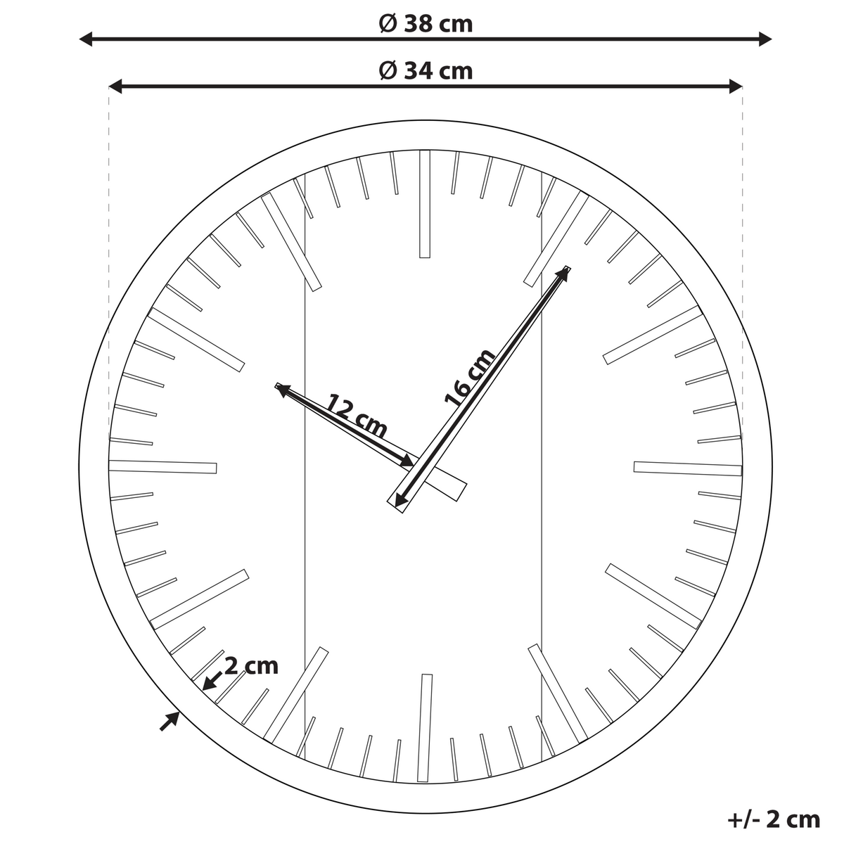 WANDUHR Kunststoff schwarz/heller Holzfarbton Villora - Schwarz, Kunststoff (38/38/5cm) - Beliani