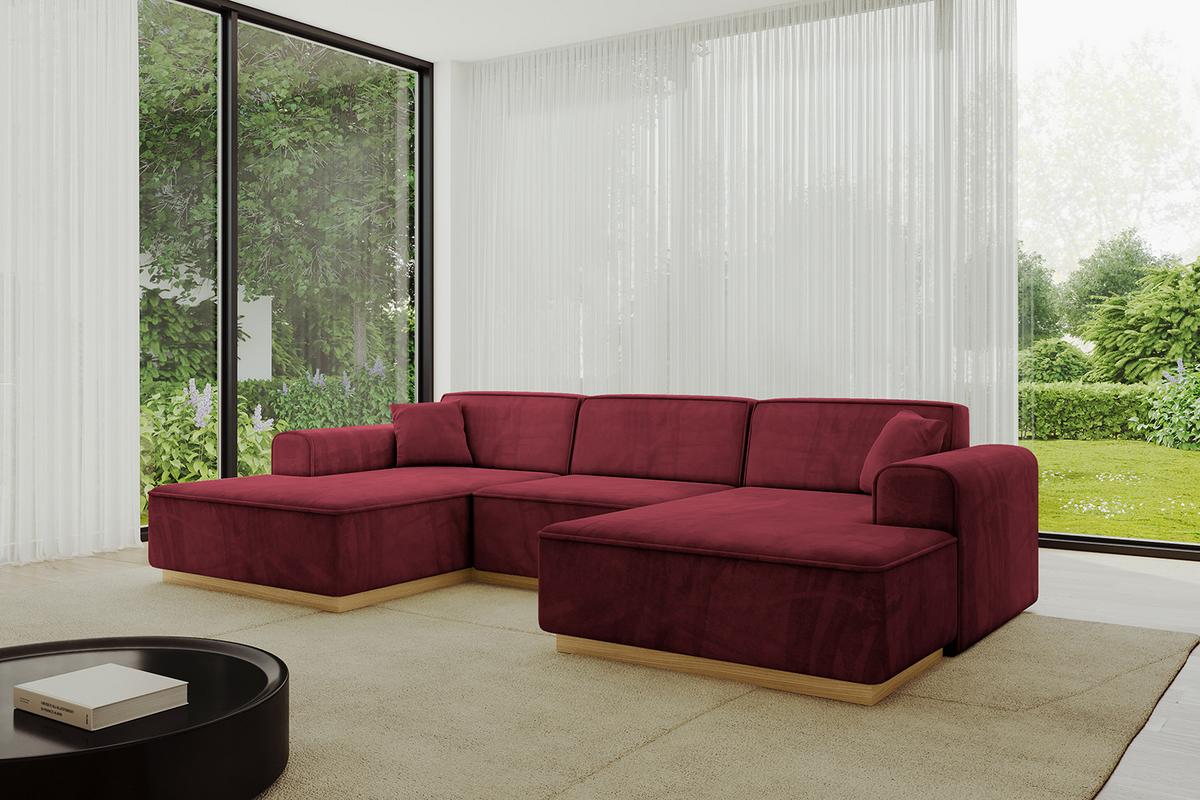 WOHNLANDSCHAFT IREA-U1-v2 - 301x165x80 cm Bordeauxrot - Bordeaux, Holzwerkstoff/Textil (301/80/165cm) - ALTDECOR