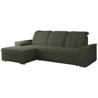 ECKSOFA MADRITO L - Grün Boucle - Links - Silberfarben/Grün, Textil/Metall (160/256cm)