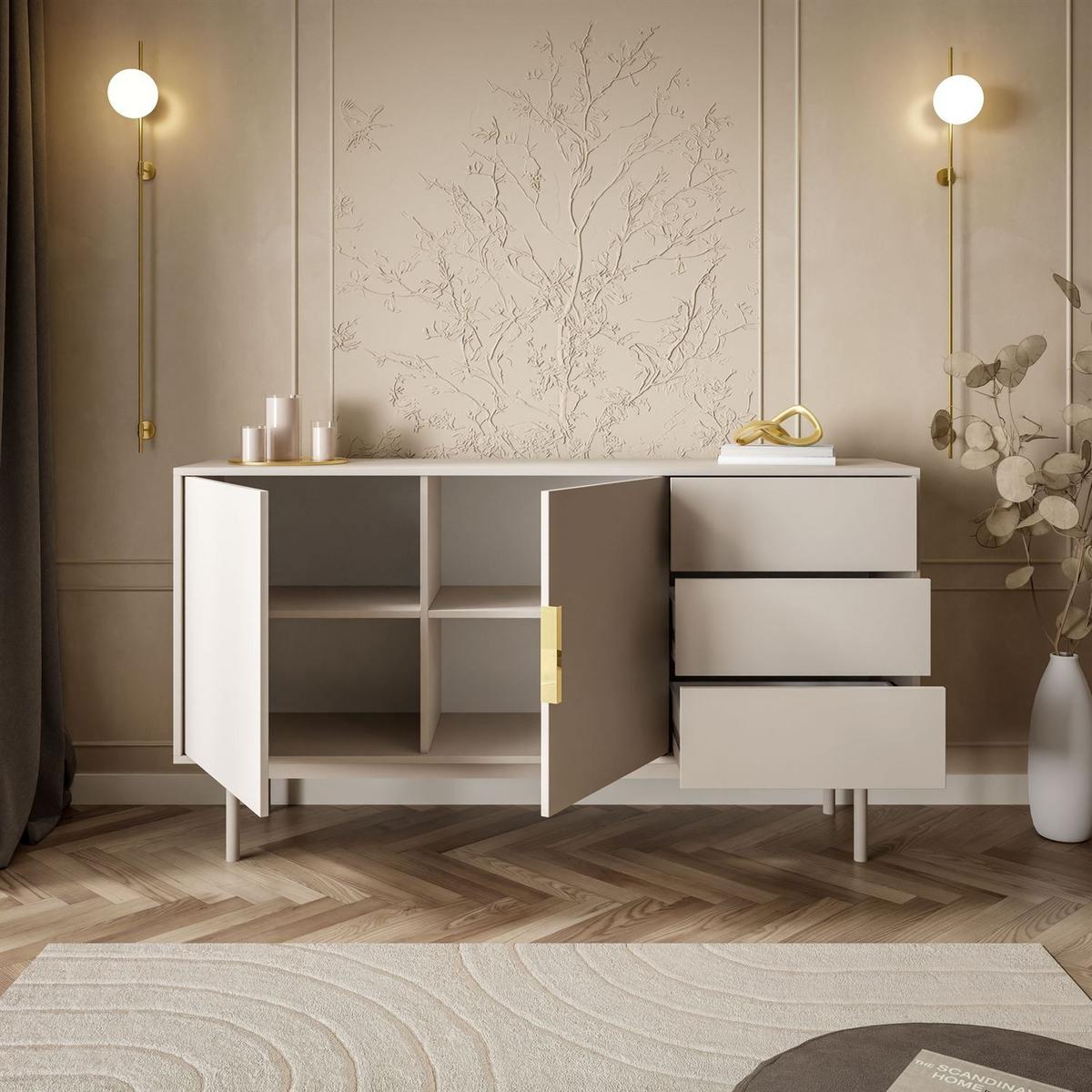 SIDEBOARD MIRACLE 2D3S mit Schubladen Kaschmir - Kaschmir, Holzwerkstoff (154/82/39cm) - Lookway