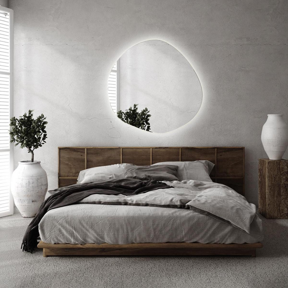 LED-SPIEGEL 57,5 x 58 cm Organisch Warmweiß 3000K - Gelb, Glas (57.5/58/0.4cm) - Wallfluent