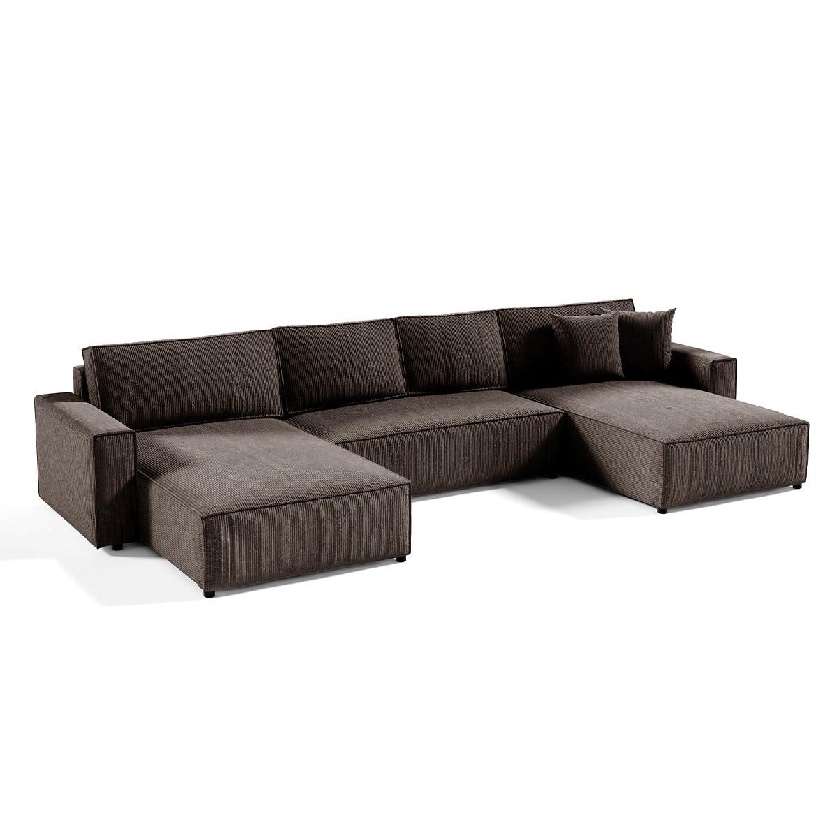 PANORAMASOFA Isaac 5 Sitzplätze Braun - Braun, Holzwerkstoff (398/85/185cm) - Petits-meubles