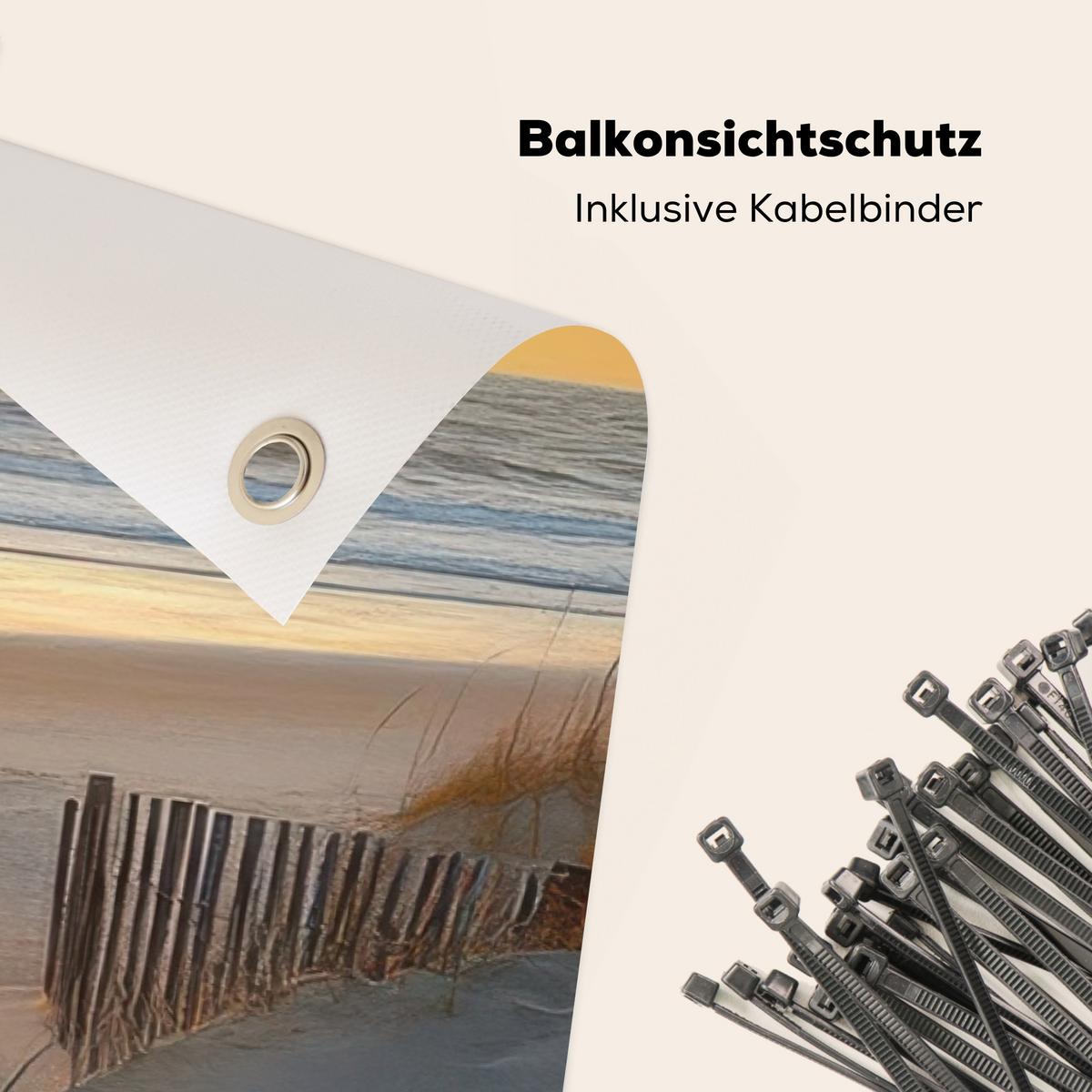 BALKON-SICHTSCHUTZ Strand - Dünen - Sonnenuntergang Witterungsbeständig 200x110 cm - Sandfarben, Kunststoff (200/110cm) - MuchoWow