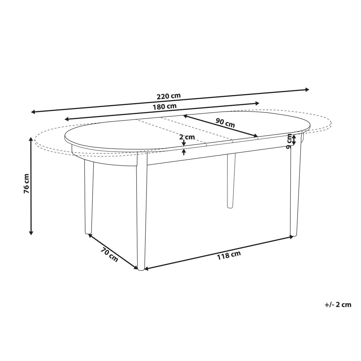 ESSTISCH ausziehbar Dunkle Esche 180-220/90 cm Larto - Dunkelbraun, Holzwerkstoff (180/90/76cm) - Beliani