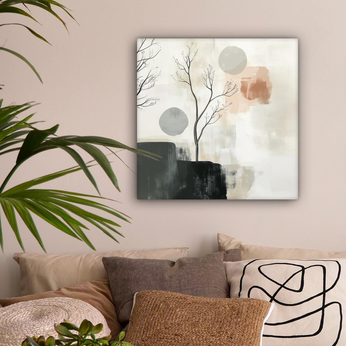 LEINWANDBILD Wabi sabi - Beige - Pflanze Wandbild Wohnzimmer 50x50 cm - Sandfarben, Textil (50/50cm) - MuchoWow